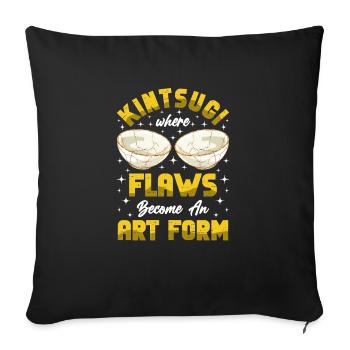 Kintsugi Kintsukuroi Japon imparfait - Housse de coussin décorative 45 x 45 cm - noir - Devant
