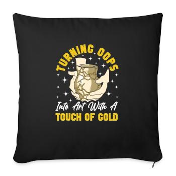Kintsugi Kintsukuroi Japon imparfait - Housse de coussin décorative 45 x 45 cm - noir - Devant