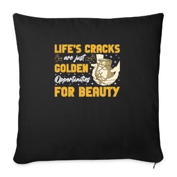 Kintsugi Kintsukuroi Japon imparfait - Housse de coussin décorative 45 x 45 cm - noir - Devant