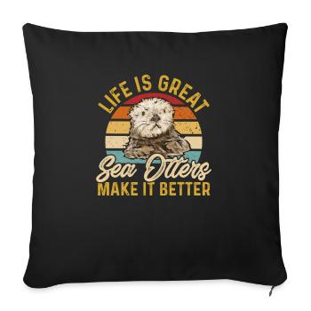 Loutre de mer - Housse de coussin décorative 45 x 45 cm - noir - Devant