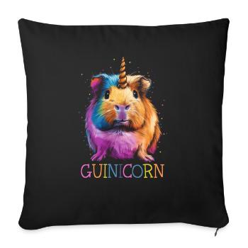 Cochon d’Inde Licorne Guinicorne - Housse de coussin décorative 45 x 45 cm - noir - Devant