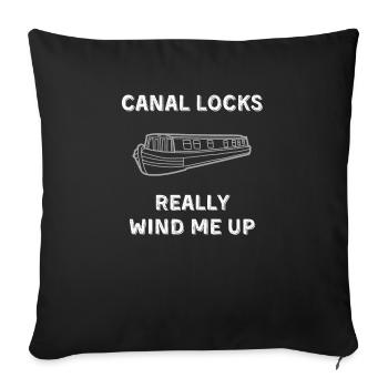 Vintage Narrowboat Canal péniche Canal écluses vent - Housse de coussin décorative 45 x 45 cm - noir - Devant