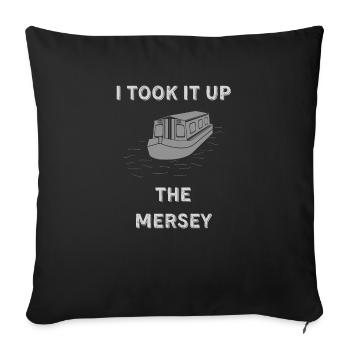 Funny Vintage Narrowboat Canal Barge The Mersey - Sofa pillowcase 17,3'' x 17,3'' (45 x 45 cm) - black - Front