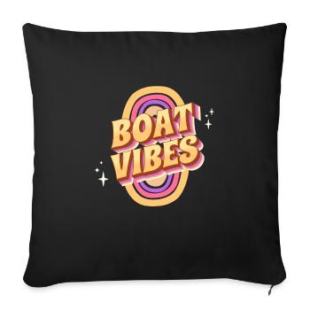 Vintage Groovy Narrowboat Canal Barge Boat Life - Sofa pillowcase 17,3'' x 17,3'' (45 x 45 cm) - black - Front