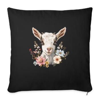 Cadeau floral de chèvre - Housse de coussin décorative 45 x 45 cm - noir - Devant