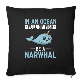 Narwhal Unicorn Whale - Sofa pillowcase 17,3'' x 17,3'' (45 x 45 cm) - black - Front