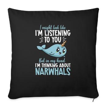 Narwhal Unicorn Whale - Sofa pillowcase 17,3'' x 17,3'' (45 x 45 cm) - black - Front