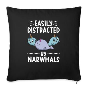 Narwhal Unicorn Whale - Sofa pillowcase 17,3'' x 17,3'' (45 x 45 cm) - black - Front
