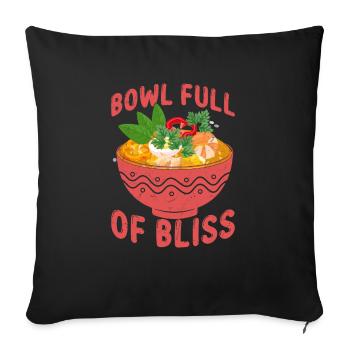 Bol plein de bonheur bol de soupe repas nourriture - Housse de coussin décorative 45 x 45 cm - noir - Devant