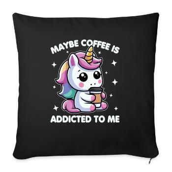 Peut-être que le café est accro à moi Licorne Drôle - Housse de coussin décorative 45 x 45 cm - noir - Devant