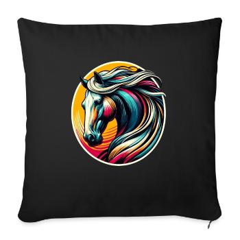 Cheval, Tête De Cheval - Housse de coussin décorative 45 x 45 cm - noir - Devant
