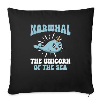 Narwhal Unicorn Whale - Sofa pillowcase 17,3'' x 17,3'' (45 x 45 cm) - black - Front