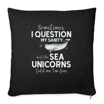 Narwhal Unicorn Whale - Sofa pillowcase 17,3'' x 17,3'' (45 x 45 cm) - black - Front