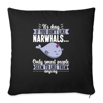 Narwhal Unicorn Whale - Sofa pillowcase 17,3'' x 17,3'' (45 x 45 cm) - black - Front