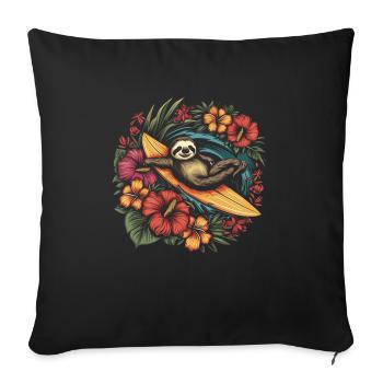 Paresseux surfeur drôle cadeau - Housse de coussin décorative 45 x 45 cm - noir - Devant
