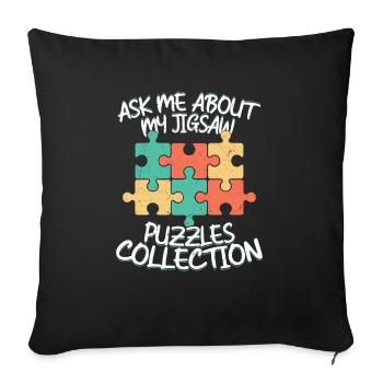 Posez-moi des questions sur ma pièce de la collection Jigsaw Puzzles alors - Housse de coussin décorative 45 x 45 cm - noir - Devant