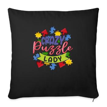 Crazy Puzzle Lady Jigsaw Puzzle Piece - Sofa pillowcase 17,3'' x 17,3'' (45 x 45 cm) - black - Front