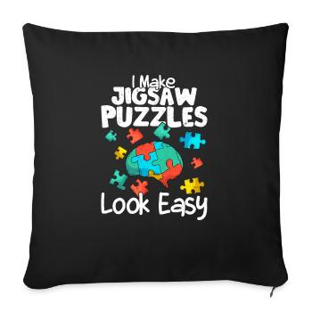 Je fais en sorte que les puzzles aient l’air faciles à résoudre - Housse de coussin décorative 45 x 45 cm - noir - Devant