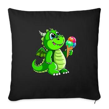 Drache mit Eis Comic - Sofakissenbezug 45 x 45 cm - Schwarz - Vorne
