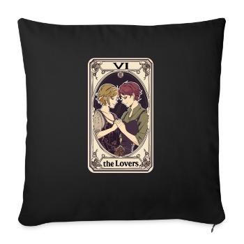 Carte de Tarot sorcellerie occulte Anime Goth - Housse de coussin décorative 45 x 45 cm - noir - Devant