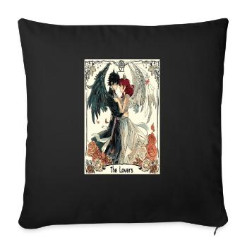 Carte de Tarot sorcellerie occulte Anime Goth - Housse de coussin décorative 45 x 45 cm - noir - Devant