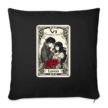 Carte de Tarot sorcellerie occulte Anime Goth - Housse de coussin décorative 45 x 45 cm - noir - Devant