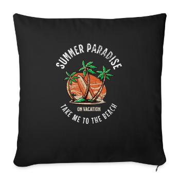 Summer Vacation Beach Holiday Surfing Men Women - Sofa pillowcase 17,3'' x 17,3'' (45 x 45 cm) - black - Front