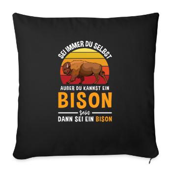 Büffel Rind Retro Bison - Sofakissenbezug 45 x 45 cm - Schwarz - Vorne