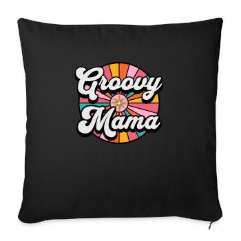 Rétro Groovy maman maman maman mère Vintage sixties - Housse de coussin décorative 45 x 45 cm - noir - Devant
