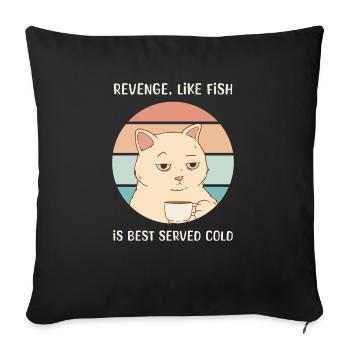 Funny Cat Drinking Coffee Bored Naughty Work Job - Sofa pillowcase 17,3'' x 17,3'' (45 x 45 cm) - black - Front