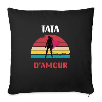 tata d amour retro vintage cadeau tante - Housse de coussin décorative 45 x 45 cm - noir - Devant