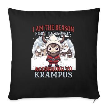 Krampus Kramperl | Krampus Kostüm Weihnachtsmann - Sofakissenbezug 45 x 45 cm - Schwarz - Vorne