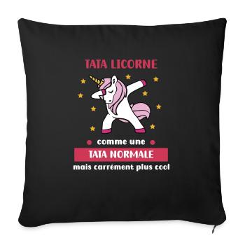 tata normale licorne dab humour cadeau tante - Housse de coussin décorative 45 x 45 cm - noir - Devant