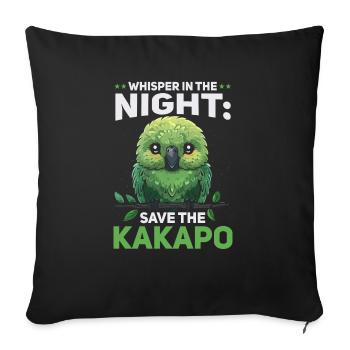 Espèce en voie de disparition Kakapo Militant des droits des animaux - Housse de coussin décorative 45 x 45 cm - noir - Devant