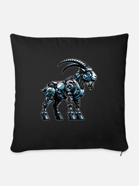 Ziege Roboter, Roboziege, Roboter-Ziege - Sofakissenbezug 45 x 45 cm - Schwarz