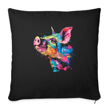 Pig Funny Farmer Farmer Gift - Sofa pillowcase 17,3'' x 17,3'' (45 x 45 cm) - black - Front