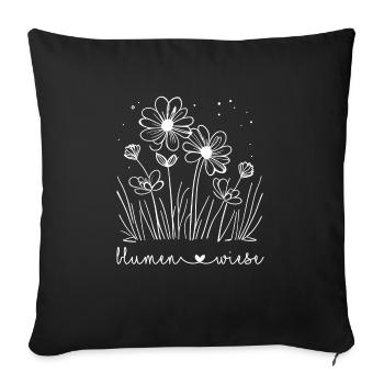 🤍Flowers Meadow - Sofa pillowcase 17,3'' x 17,3'' (45 x 45 cm) - black - Front