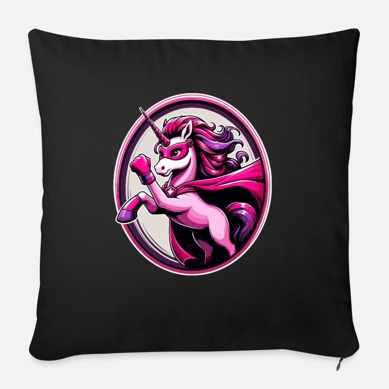 Das Super-Einhorn in rosa - Sofakissenbezug 45 x 45 cm - Schwarz