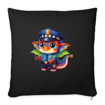 Drache Polizist - Sofakissenbezug 45 x 45 cm - Schwarz - Vorne