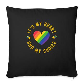 Cute Pride Month My Heart My Choice Celebration - Sofa pillowcase 17,3'' x 17,3'' (45 x 45 cm) - black - Front