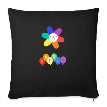 Cute Pride Month Flower And Balloons Celebration - Sofa pillowcase 17,3'' x 17,3'' (45 x 45 cm) - black - Front