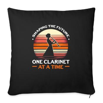 Professeur de clarinette Clarinettiste Musicien de clarinette - Housse de coussin décorative 45 x 45 cm - noir - Devant