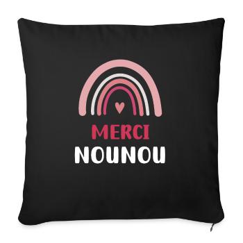 merci nounou arc-en-ciel - Housse de coussin décorative 45 x 45 cm - noir - Devant