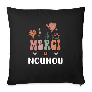 merci nounou fleurs bohème - Housse de coussin décorative 45 x 45 cm - noir - Devant