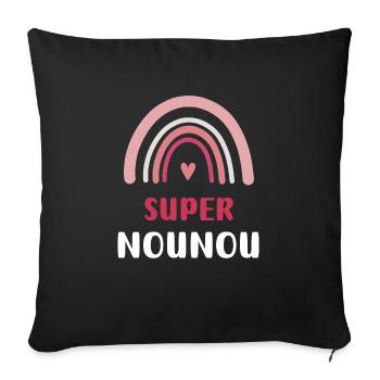 super nounou arc-en-ciel - Housse de coussin décorative 45 x 45 cm - noir - Devant
