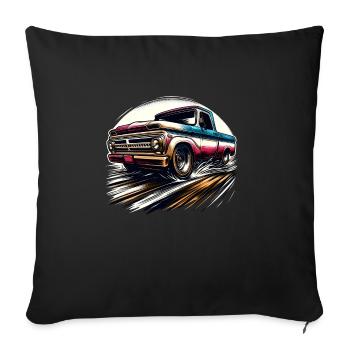 LKW Vintage Old Classic School American Pickup - Sofakissenbezug 45 x 45 cm - Schwarz - Vorne