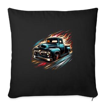 LKW Vintage Old Classic School American Pickup - Sofakissenbezug 45 x 45 cm - Schwarz - Vorne