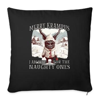 Krampus Maske | Kawaii Kramperl | Weihachtsmann - Sofakissenbezug 45 x 45 cm - Schwarz - Vorne