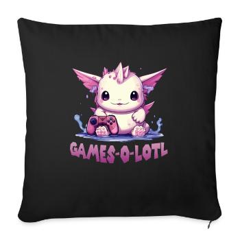 Gamer Axolotl Anime Axolotl T pour les fans de jeu - Housse de coussin décorative 45 x 45 cm - noir - Devant