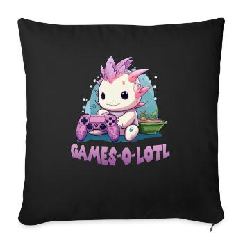 Axolotl T Kawaii Axolotl Gaming amphibians Axolotl - Sofa pillowcase 17,3'' x 17,3'' (45 x 45 cm) - black - Front